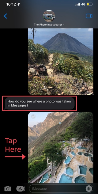 see the location of a photo someone sent to you in messages