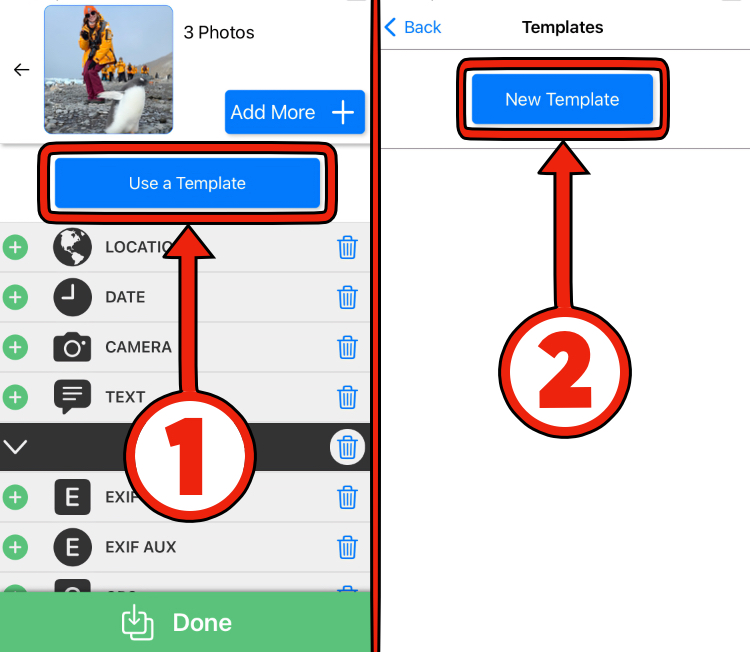 Create a new metadata editing template on iPhone